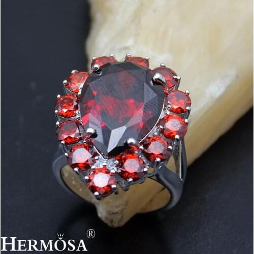 Sweetie Love Gift Red Mozambique Garnet Ring For women Size 7 Handcrafted HERMOSA JEWELRY NY811 Party HOT