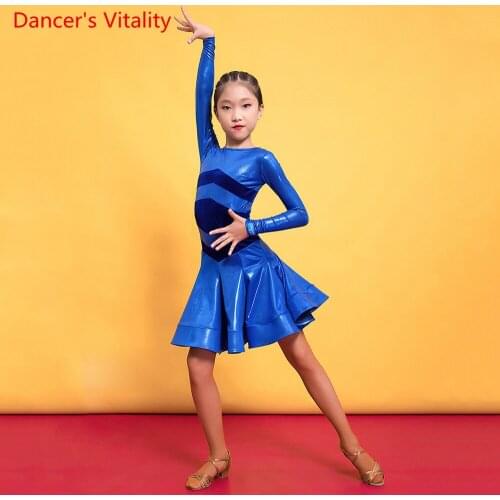 Girls Latin Dance Temperament Dress Competition Suit Autumn And Winter Long-Sleeved Childrens Performance Exercise Clothes