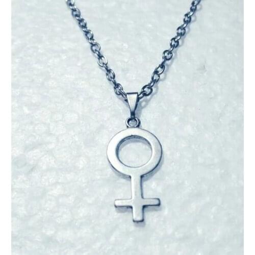 Fashion Women Feminist Venus Necklace Vintage Female Symbol Pendant Necklaces Chain Choker Protection Jewelry Gift