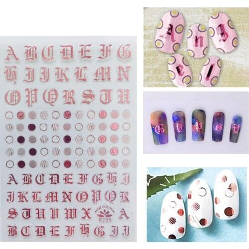 12Pcs 3D Alphanumeric Shape Manicure Decor Adhesive Nail Art Decals Stickers