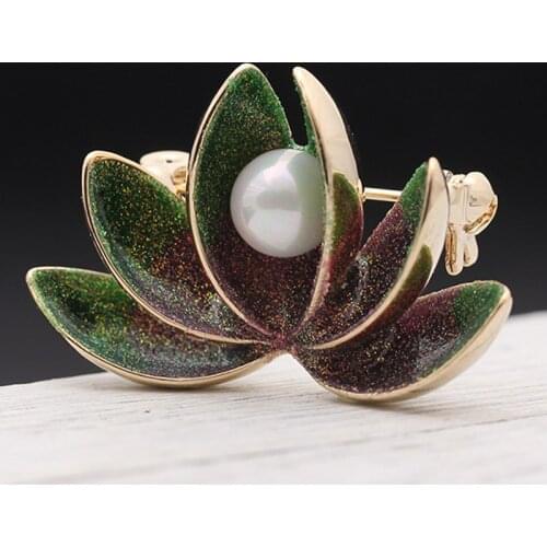 12pcs/lot Wholesale Colares Enamel Lotus Flower Brooch Jewelry For Women Wedding Jewelry Fashion Women Flower Hijab Accessories