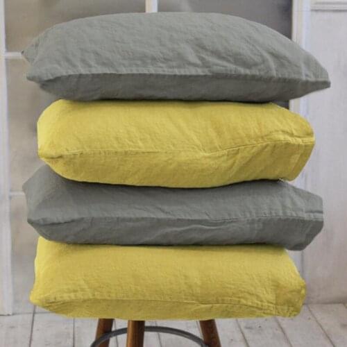 2 Pieces Soft Top Quality Linens Pillowcases 48*74 Cm(19*29 In) Flax Linnen Pillow Cover Sleep Pure Color Pillowcases