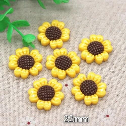 20pcs 22mm Kawaii Resin Sunflower Flatback Cabochon DIY Jewelry Phone Craft Decoration