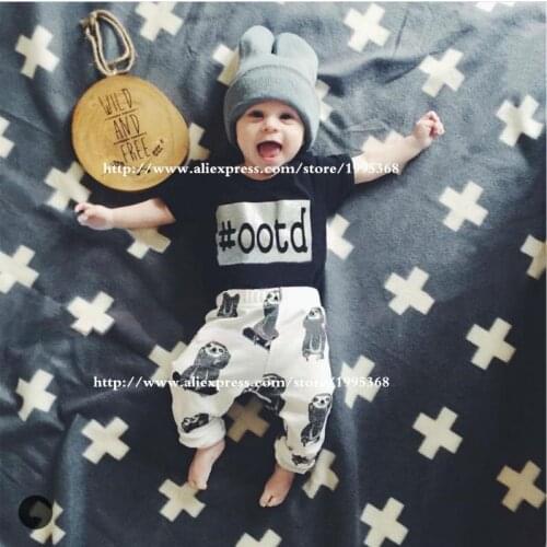 2020 Summer Fashion Baby Boy Clothes Cotton Baby Girl Clothing Set Cartoon Printed T-shirt+pants Newborn Infant 2pcs Sets Vest