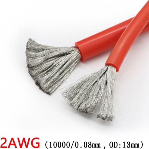 2AWG Silicone Gel Rubber Wire OD 13mm Flexible Cable High Temperature Insulated Copper Ultra Soft Electron DIY Line Colorful