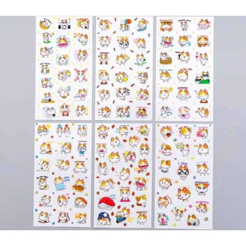 6 pcs/lot Cute Diary Japanese Stationery Stickers Bullet Journal Kawaii Cat Handmade Scrapbooking Decorative Paper Sticker