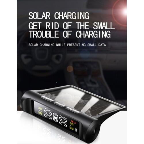 Wireless solar tire pressure monitor for TPMS is equipped with external tire pressure detector tire pressure