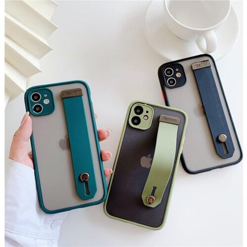 Wristband Stand case Edge Bumper Phone Case For iPhone11 11Pro max Pro MAX X XS XR MAX 8 7 Plus Silicone Wrist Strap Phone Case