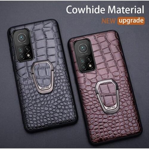 Genuine Leather Phone Case For Xiaomi 10 10T Pro 10t lite redmi k30 K30s Ultra Cowhide Magnetic stand Cover