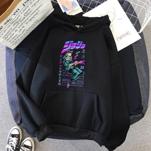Jojos Bizarre Adventure Men/woman Black Hoodies Sweatshirts Oversized Pullovers Sweatshirt