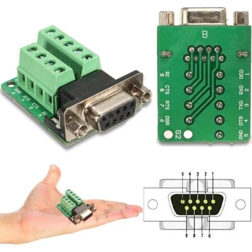 DB9 9-pin Female Adapter RS-232 Serial Port Interface Breakout Board Connector