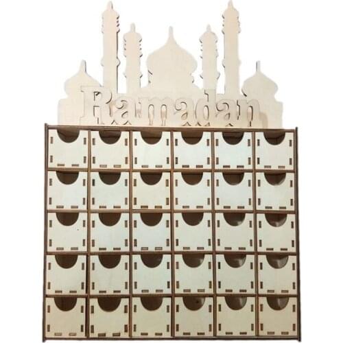 Wooden Eid Ramadan Mubarak Advent Calendar Muslim Islamic Eid Decorationss Ornament Party Supplies