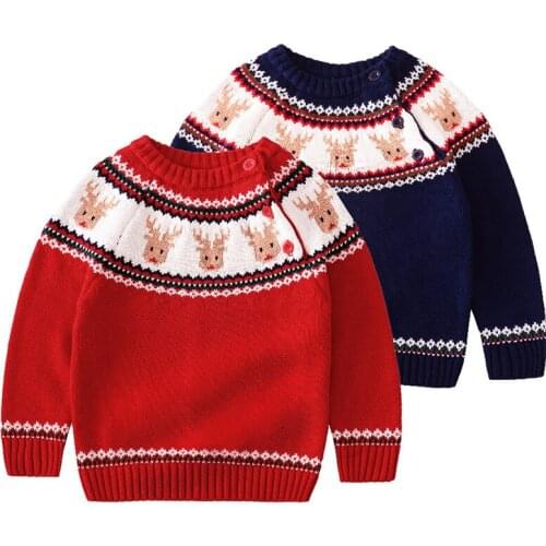 Kids Christmas Pullover Baby Boys Girls Sweaters Thick Warm Knitted Wear Children Clothing Cotton Long Sleeve Sweaters Coat Tops