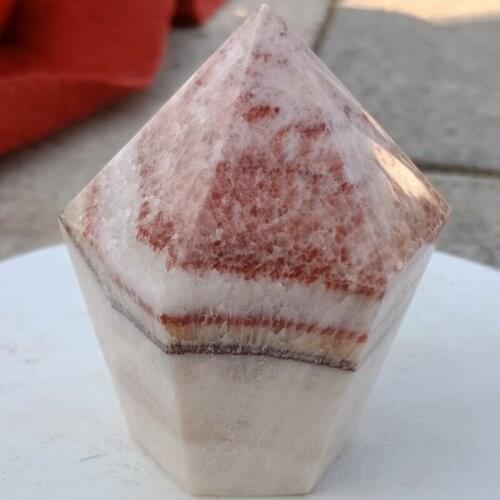 Dhxyzb 180-220g natural Rhodochrosite quartz crystal stone rhodonite point Pagoda standing mineral pyramid tower reiki healing