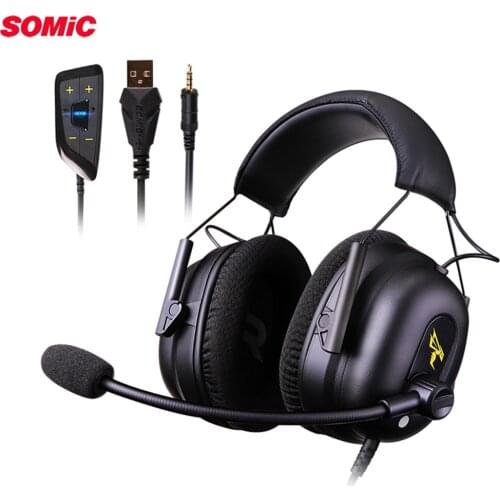 SOMIC G936N Head-mounted Gaming Headset with Driver-free 7.1 Virtual Surround Sound Effect 50mm Driver Unit USB+3.5mm Plugs