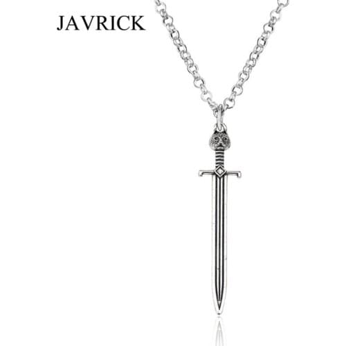 Gothic Owl on Sword Pendant Necklace Antique Sword Medieval Renaissance Weapon Necklace Fashion Jewelry