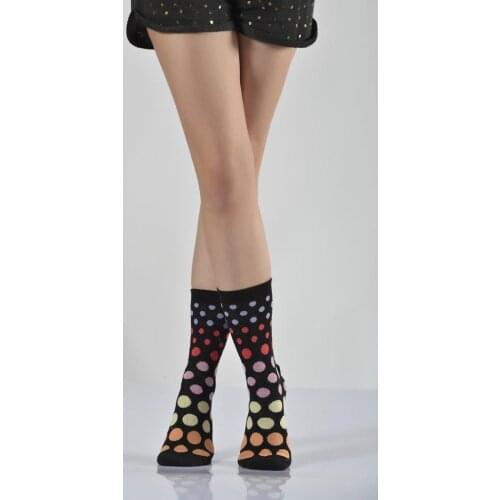 Idilfashion Women 'S Colorful Polka Dot Socket Socks-Black-B-ART015 (3'LÜ PACKAGE)