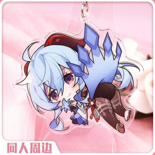 Game Genshin Impact Ganyu Acrylic Keychain Bag Charm Pendant Cute Keyring Cartoon Toy Cosplay Xmas Gift