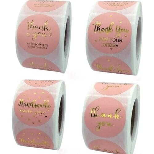 Exquisite 3.8 Size 1.5 Inch/ Thank You Stickers Handmade with Love Labels for Small Business Envelope Gift Wedding Baking Decor