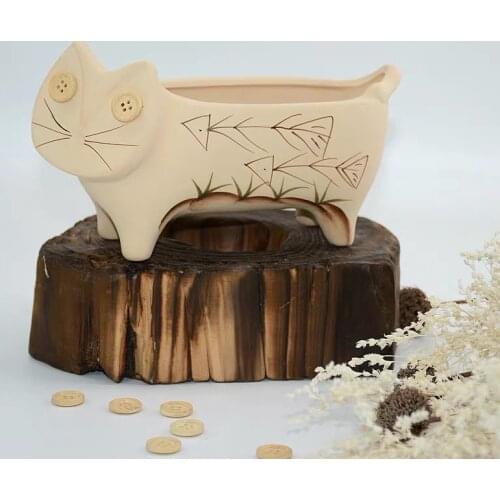 Ceramic Cat Succulent Breeding Flower Pot Ornamental Animal Succulent Pot Plant Pots