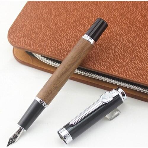 Classic jinhao Wooden Fountain Pen Ink 0.5mm Nib Calligraphy Pen Jinhao 8802 Stationery Office School Supplies Custom Models