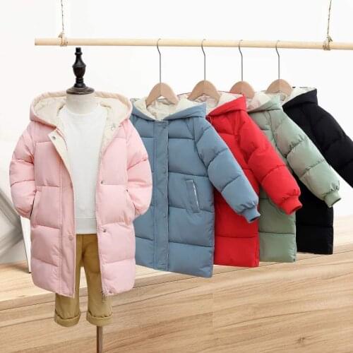 2021 Winter Childrens Down Jackets Boy Girl Cotton-Padded Parka&Coats Toddler Kids Warm Kids Coat Fashion Long Outwear Clothing