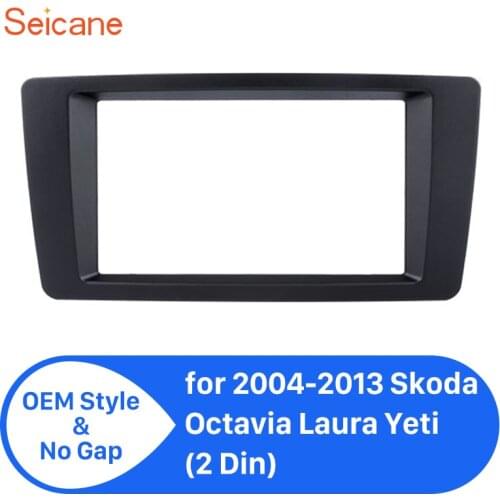 Seicane Double Din Stereo Dash Installation Trim kit Car Radio Panel Fascia Frame for Skoda Octavia Laura Yeti Black