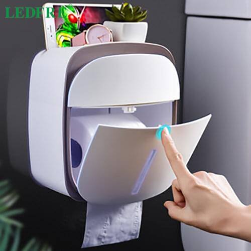 LEDFRE Wall Mounted Toilet Paper Holder Dispensers Multi Creative Toilet Roll Holder Bathroom Double Paper Tissue Box LF82015