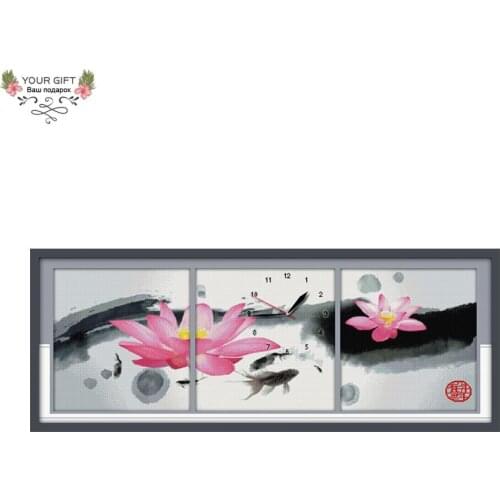 Joy Sunday G038 14CT 11CT Stamped and Counted Home Decoration The Traditional Chinese Painting Lotus Cross Stitch Kits