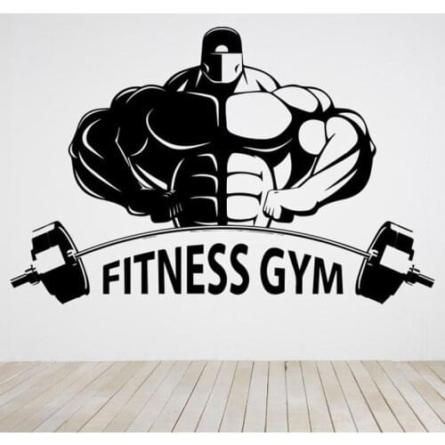 Bodybuilder Gym Wall Decals Fitness Sport Muscles Wall Sticker Vinyl Decal Mural Removable Gym Decoration Accessories C361
