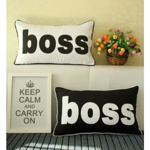 Boss Cushion Cover Black and white Soft Pillow Case Home Decoration Sofa Car Waist Pillow Cover Soft Pillowcase Gift