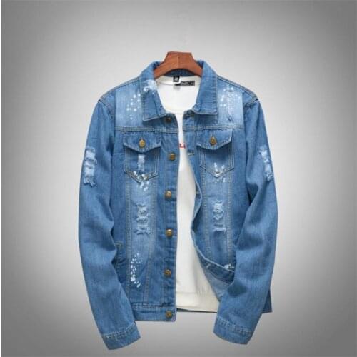 New Spring and Autumn Mens Denim Jacket Casual Slim Cotton Jacket Denim Jacket Top Jeans coat