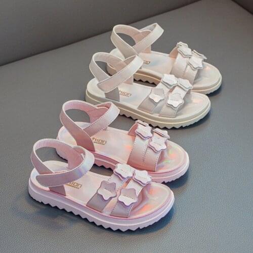 2021 new summer cute 4-16 year old girl student fashion sandals soft bottom non-slip star princess shoes