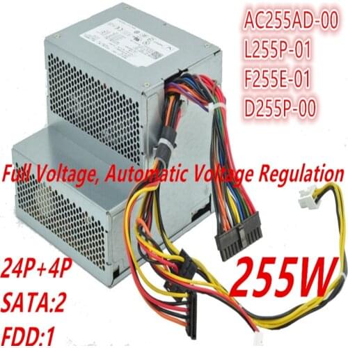 New PSU For Dell 580 760 780 960 980 DT 24P 255W Power Supply AC255AD-00 L255P-01 F255E-01 D255P-00 H255P-01