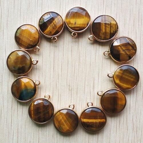 New good quality Natural tigers eye stone pendants 16mm Connector charms for bracelets Jewelry Making 10pcs/lot wholesale free