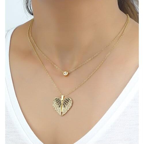 Gold Plated Heart Angel Wing Necklace Gift Items Gift Sets Jewelry Accessories Hot Sale Free Shipping