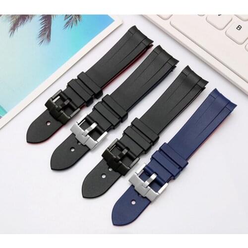 Silicone Watch Belt Special arc interface Replacement Rubber Strap watch chain 20mm 22mm Pin buckle