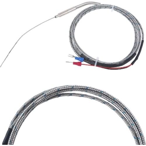 Y1UD K-Type Thermocouple Probe 1mm x 100mm 2-wires Temperature Sensors 2-Terminals 1m