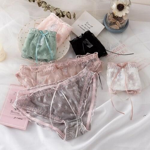 Women Panties Lace Sexy Underwear Female Casual Kwaii Star Pattern Underpants Girl Briefs Ladies Lingerie Woman Intimates
