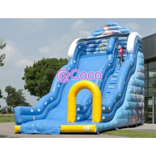 Free air ship to door, 2021 ocean theme printing inflatable slide, commercial bouncer wave slide for kids