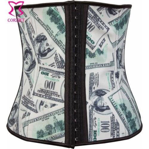Green Money Printed Latex Waist Shaper Corset Slimming Body Shapers Women Shapewear Sexy Waist Trainer Plus Size Waist Cincher
