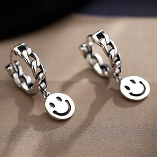 Silver Color Smile Face Drop Earrings for Women Trendy Elegant Birthday Party Jewelry Gifts Fashion Simple Earrings
