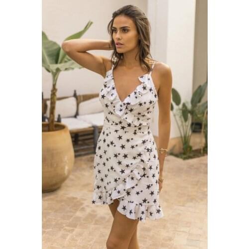 Sexy WOMENS Dress Sexy V-neck Camisole Flounced Polka Dot Dress Short Mini Dress Sexy Dress Bodycon Dress Casual Dress