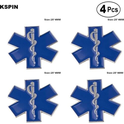 Star of Life Badge Lapel Pin Flag badge Brooch Pins Badges 4pcs