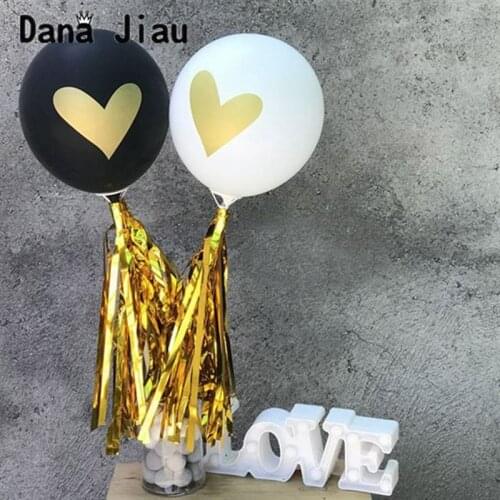 10PCS 12inch/2.8g black white heart latex balloon baby shower bithrday party decoration love you wedding balloons kids toy