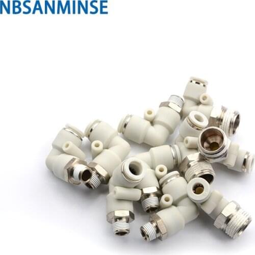 NBSANMINSE 10Pcs/lot PL Air Fitting M5 M6 1/8 1/4 3/8 1/2 Plastic Push In Air Male Elbow Tube Fitting Pneumatic parts
