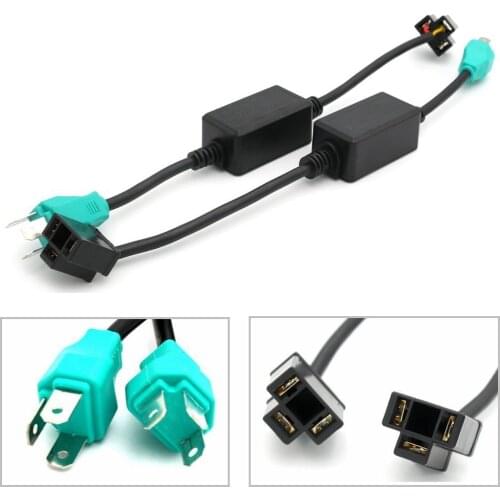2PCS H4 Anti-flicker Error Free Decoder Harness For Jeep Wrangler 7" LED Headlight