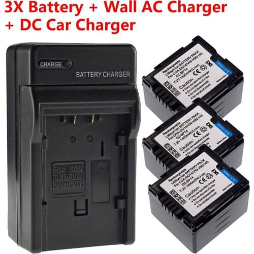 3X CGA-DU14 Battery + Wall&Car Charger for HITACHI DZBP7S BP7SJ BP7SW BP07P BP07S GX5060E BD70E GX5100E MV780E MV4000 MV3000 GX3