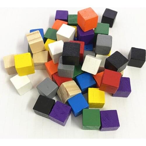 50Pcs/lots 10mm Colorful Wood Dice Cubes Chess Pieces Right Angle For Token Puzzle Board Games Early Education