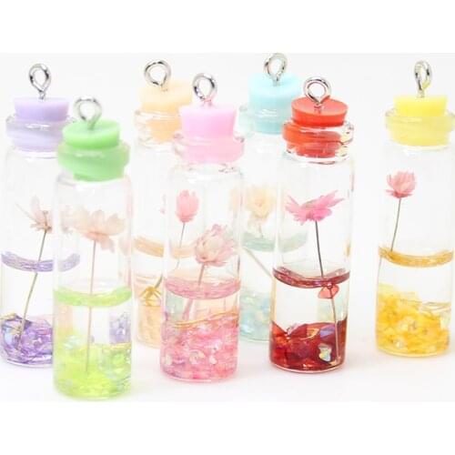 8pcs-- 10*40mm Glass Bottle Immortal Dried flowers Charm pendant for Jewelry DIY Earrings.Bracelet,Necklace